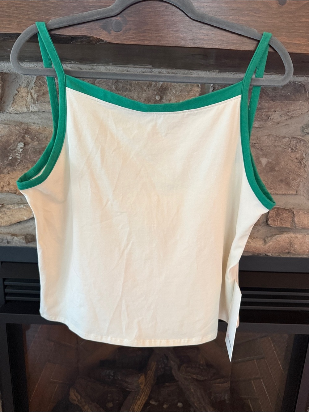 Lululemon Cream Camisole with Green Trim — Lightweight Women's Tank
